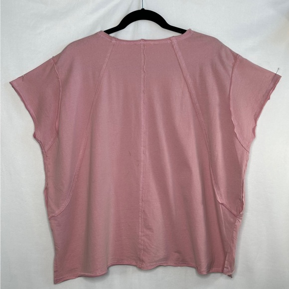 Easel Pink Flower Patch T-shirt Oversized Mineral Wash Bohemian Sz 1X - Picture 2 of 11